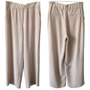 NEW HILARY RADLEY Pull On Wide Leg Flowy Trouser Pants Cream Large Pockets